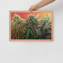 Load image into Gallery viewer, FIRE framed 18x12 poster - red oak frame